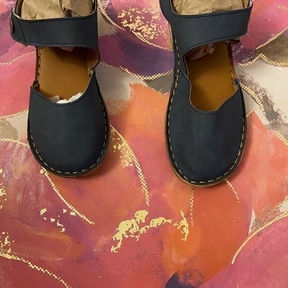 🛍Unbraided Leather sandal , Color: blue Size : 7 - Picture 4 of 6